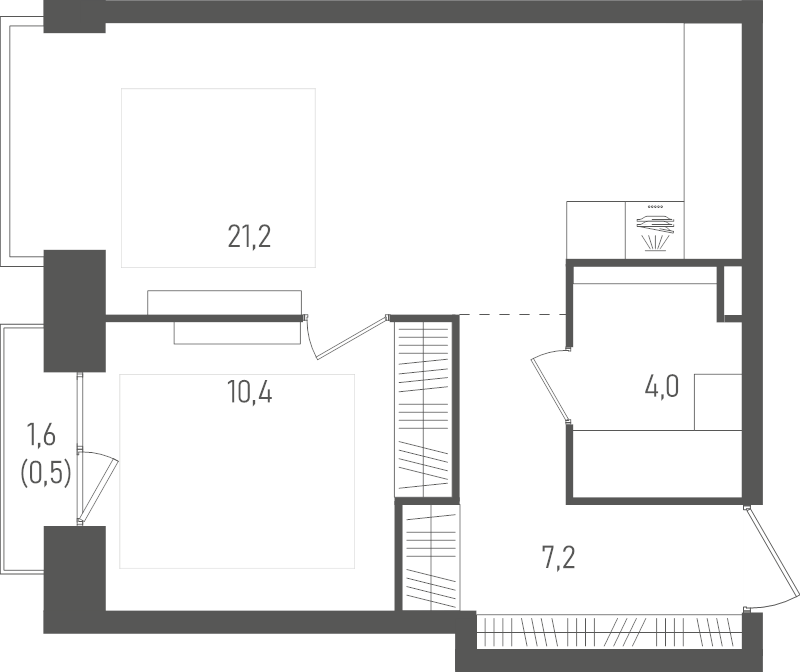 2 ккв (Евро) 43,3 м²
