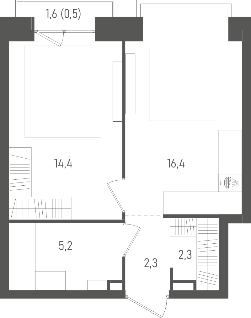 1 ккв 41,1 м²