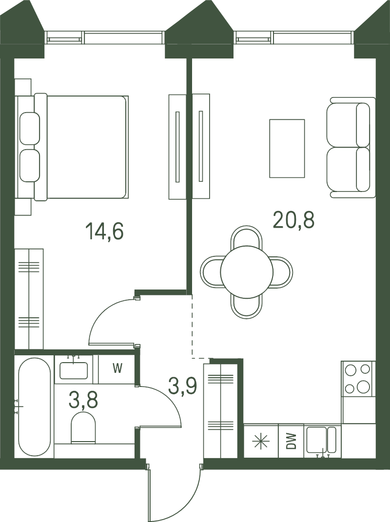 2 ккв (Евро) 43,1 м²