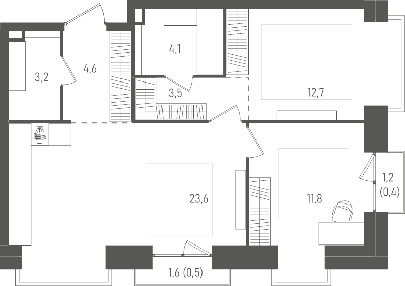 3 ккв (Евро) 64,4 м²