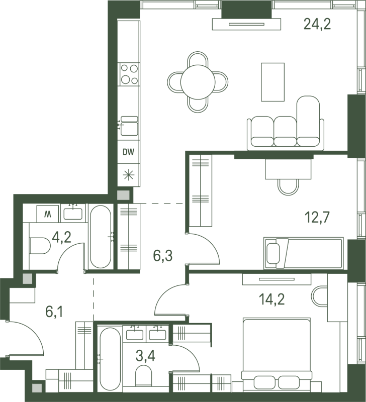 3 ккв (Евро) 71,1 м²