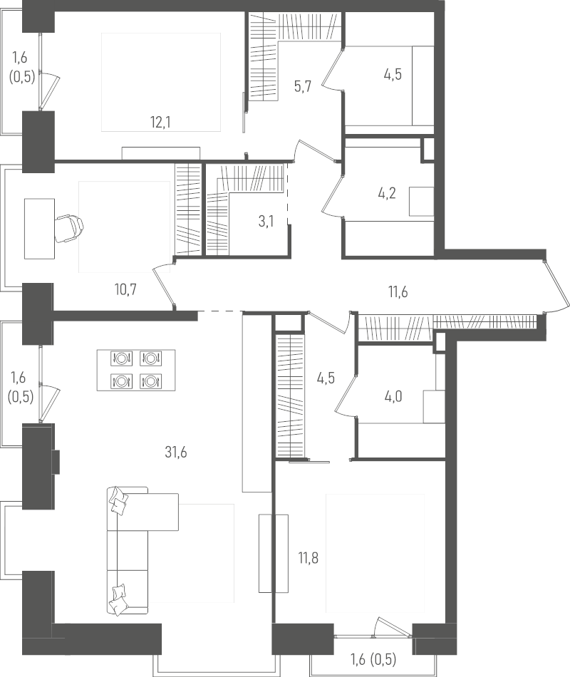 4 ккв (Евро) 105,3 м²