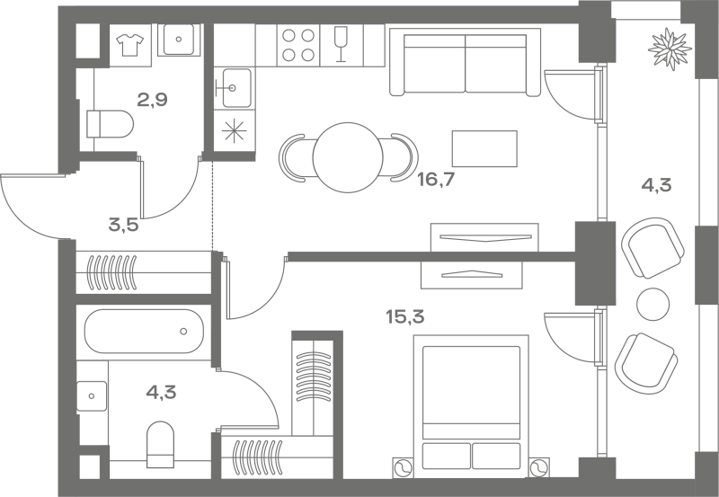 2 ккв (Евро) 48,6 м²
