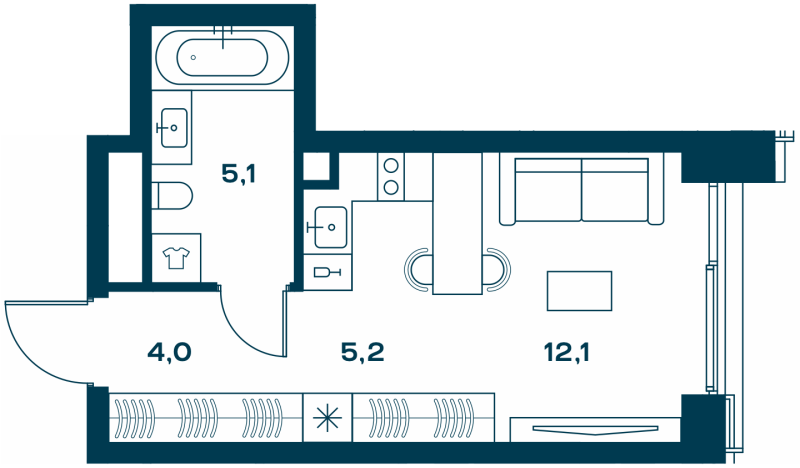 Студия 26,8 м²