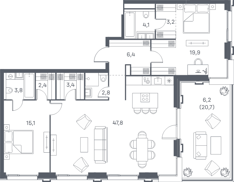 3 ккв (Евро) 115,1 м²