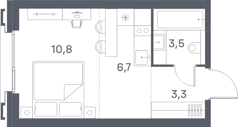 Студия 24,3 м²