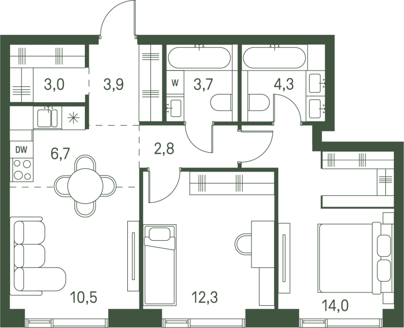 3 ккв (Евро) 61,2 м²