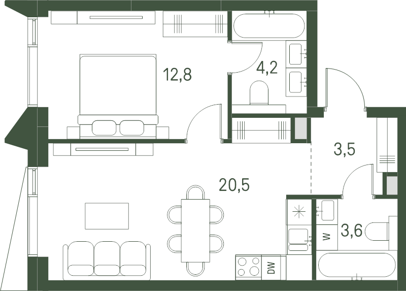 2 ккв (Евро) 44,6 м²