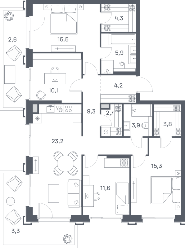 5 ккв (Евро) 115,7 м²