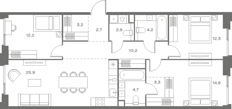 4 ккв (Евро) 96,4 м²