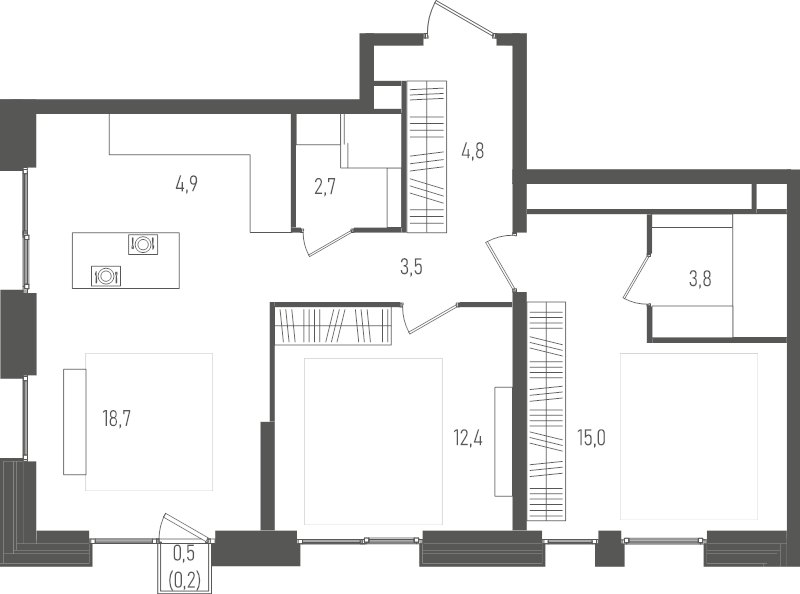 3 ккв (Евро) 66 м²