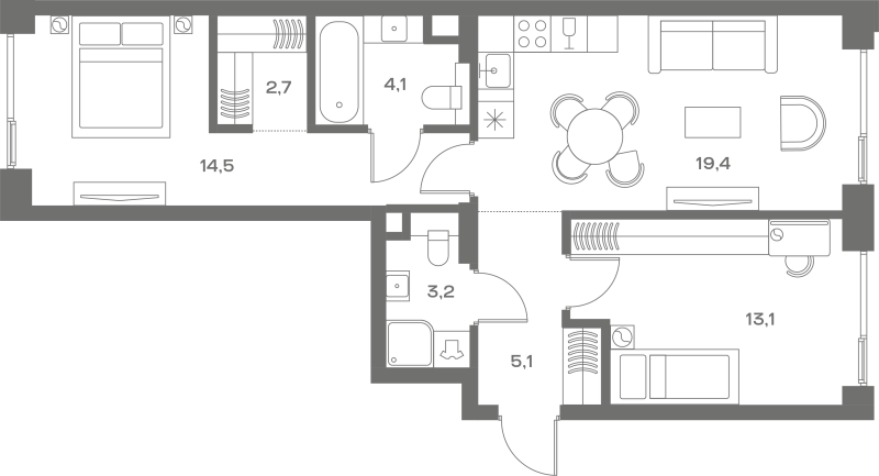 3 ккв (Евро) 93,3 м²