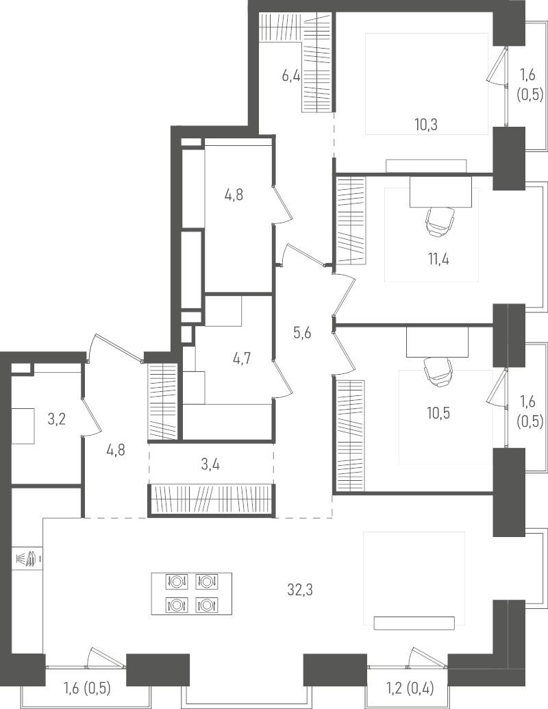 4 ккв (Евро) 99,3 м²