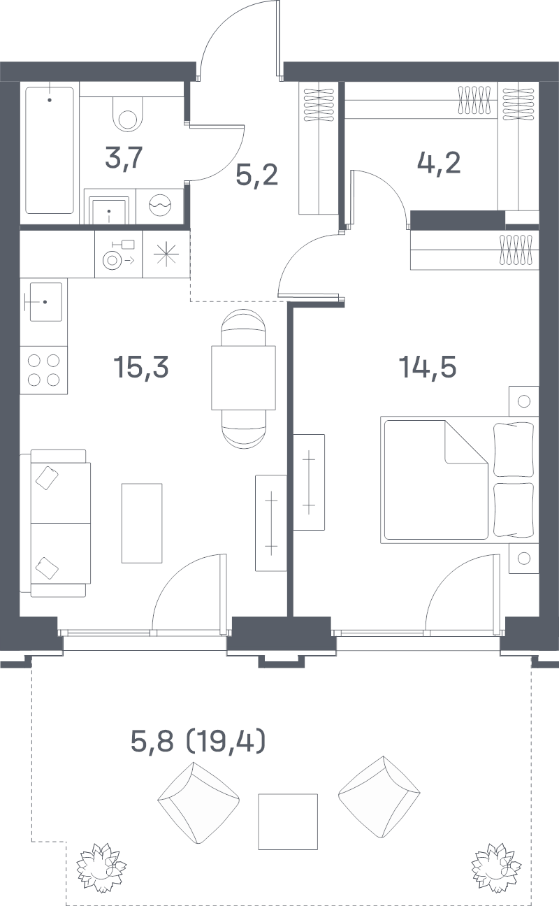 2 ккв (Евро) 48,7 м²