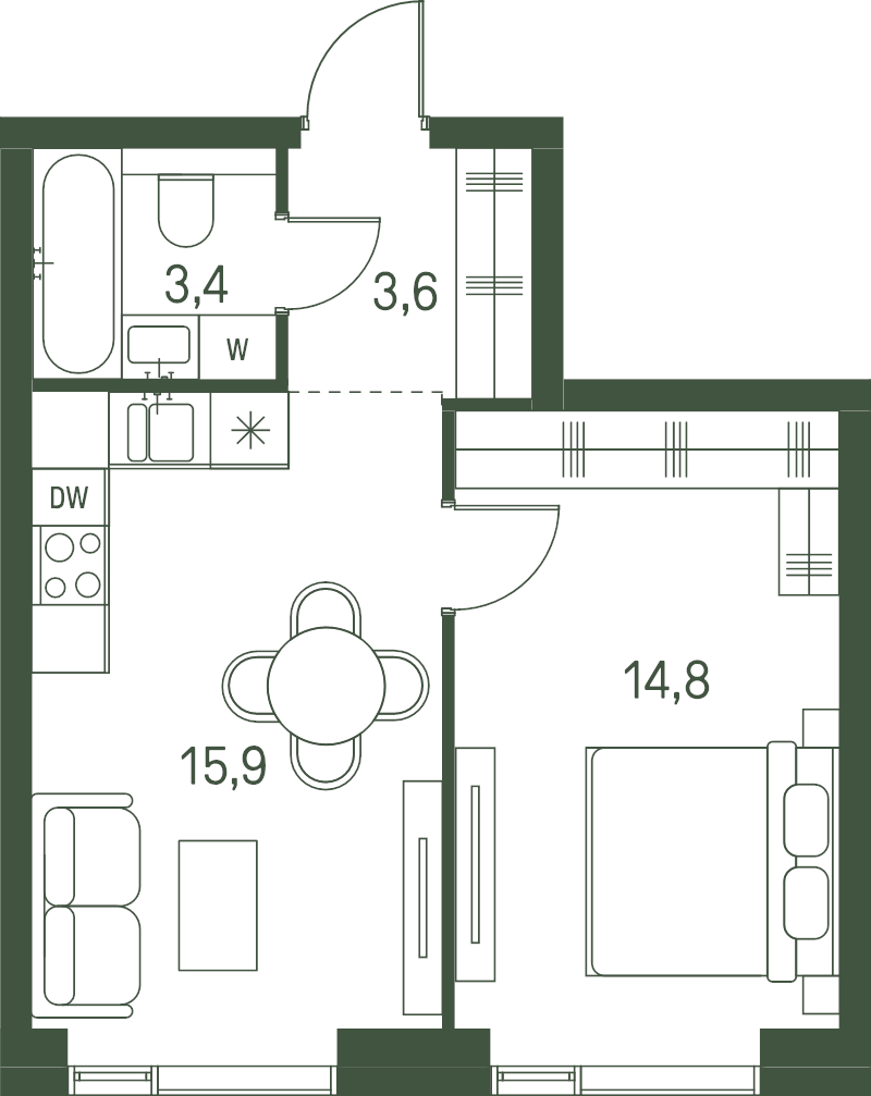 2 ккв (Евро) 37,7 м²
