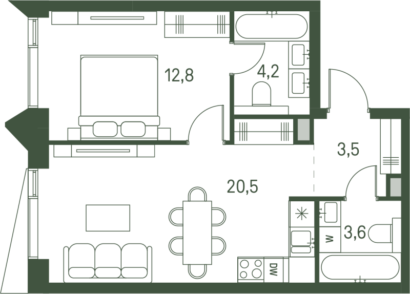 2 ккв (Евро) 44,6 м²