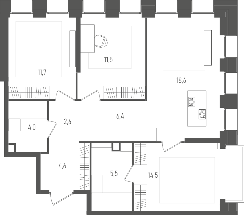 4 ккв (Евро) 79,4 м²