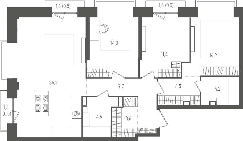 4 ккв (Евро) 101,2 м²