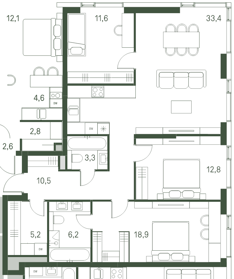 4 ккв (Евро) 101,9 м²