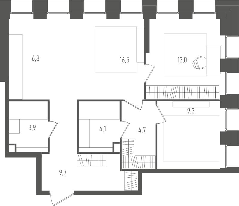 3 ккв (Евро) 68 м²