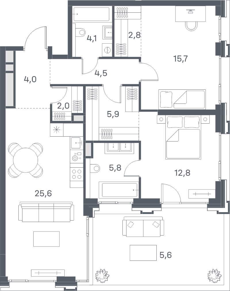 3 ккв (Евро) 88,8 м²