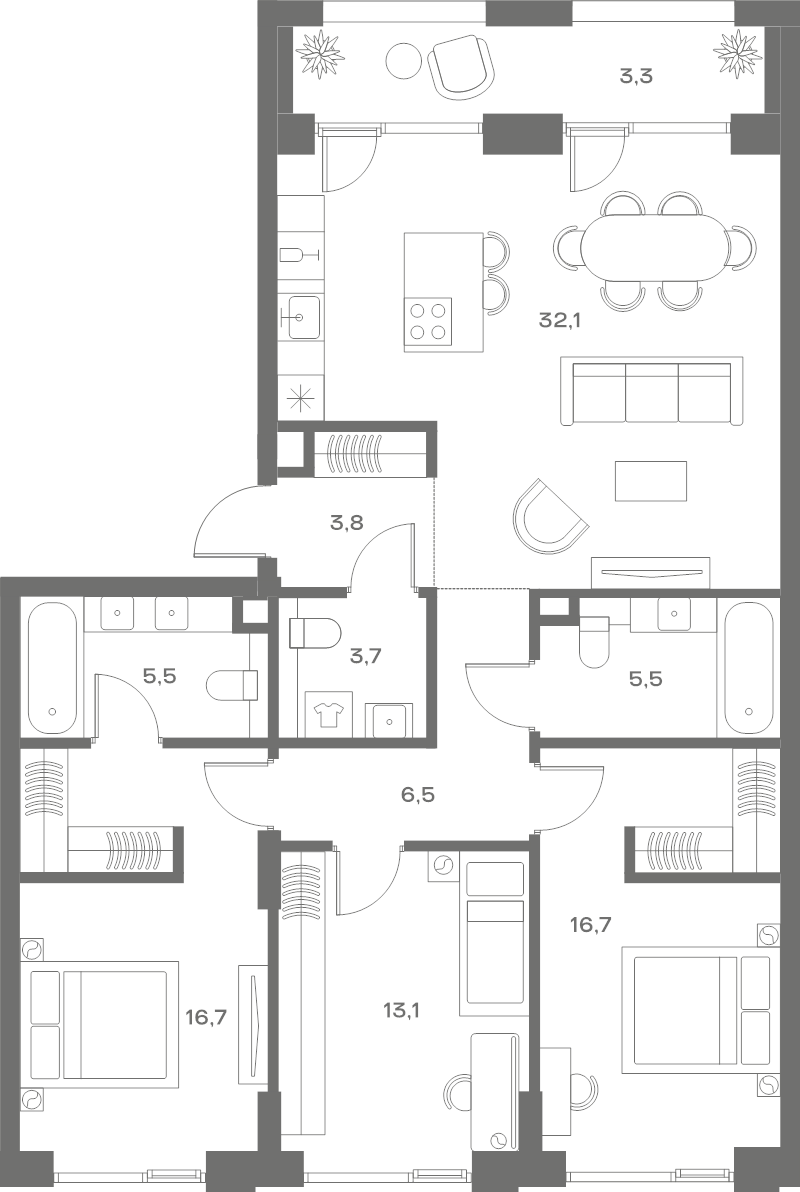 4 ккв (Евро) 106,9 м²