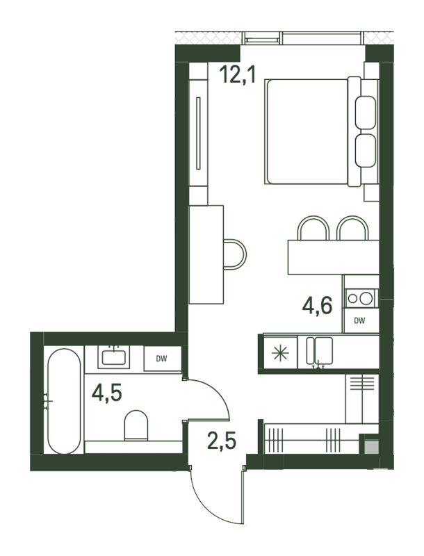 Студия 26,4 м²