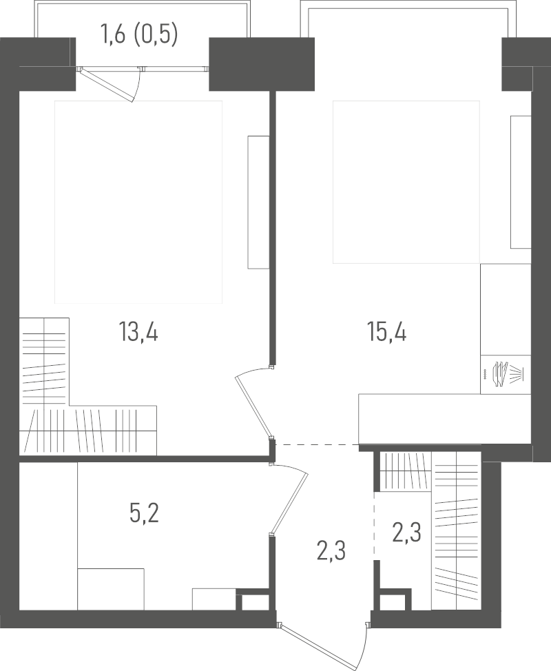 2 ккв (Евро) 39,1 м²