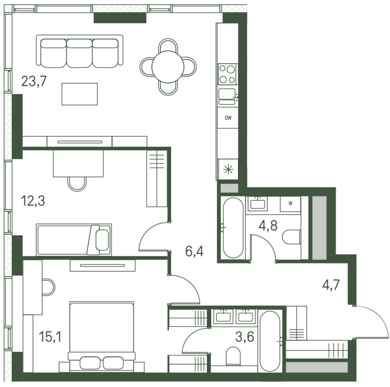 3 ккв (Евро) 70,6 м²
