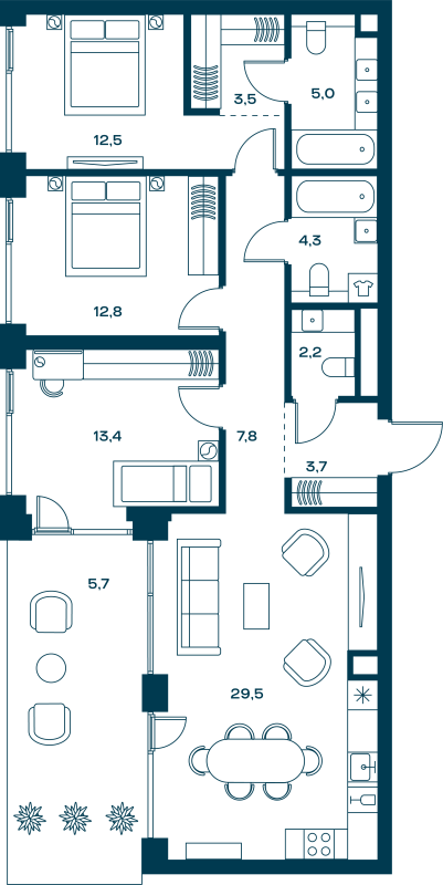 4 ккв (Евро) 105 м²
