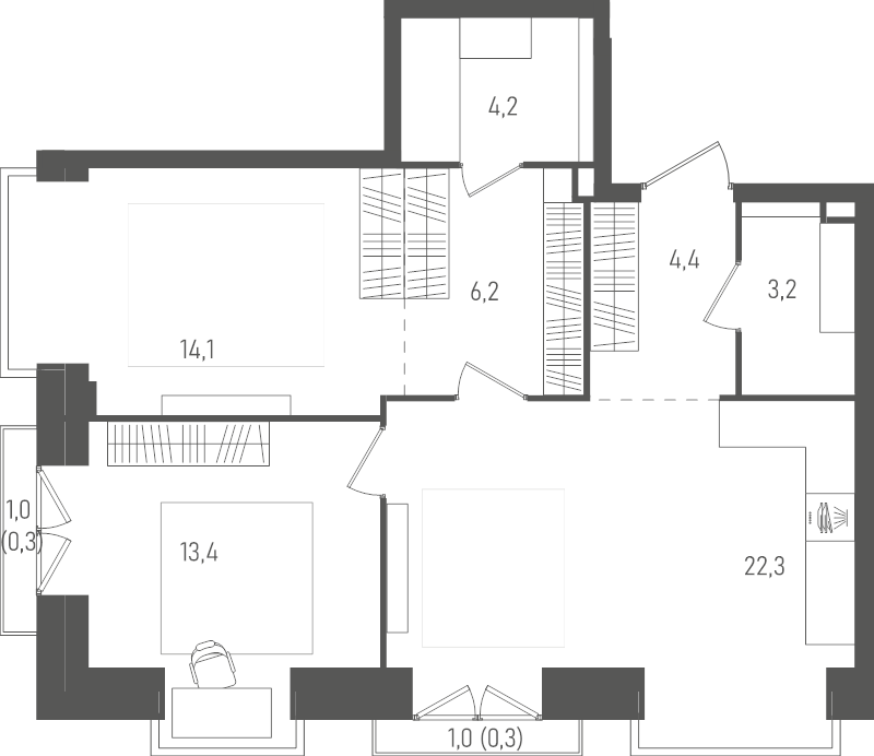 3 ккв (Евро) 68,4 м²