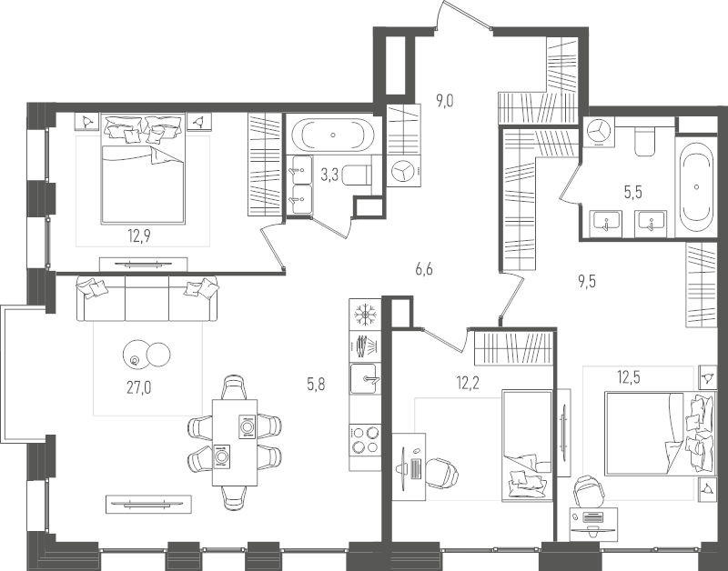 4 ккв (Евро) 104,4 м²