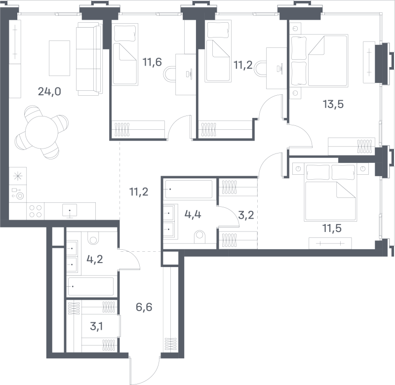 5 ккв (Евро) 104,2 м²