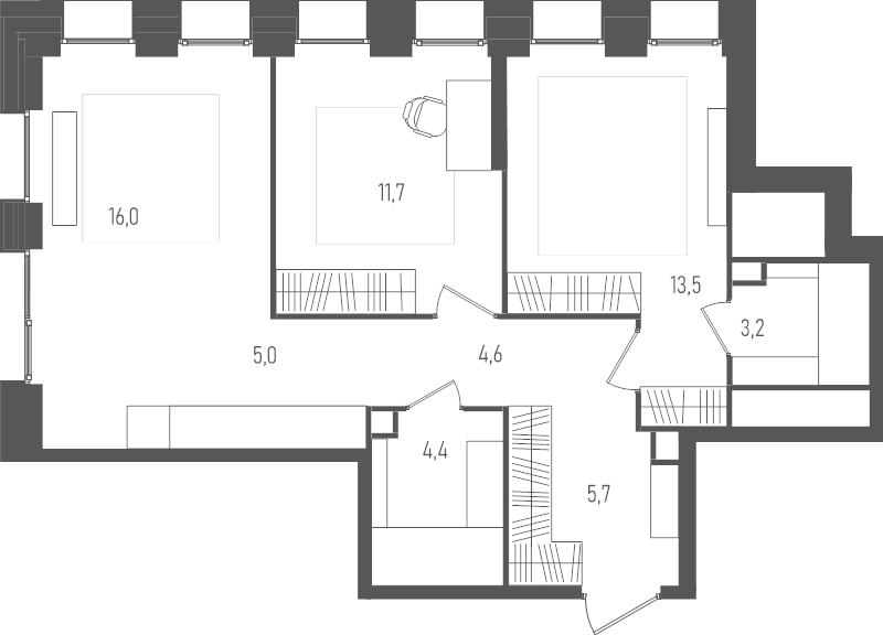3 ккв (Евро) 64,1 м²