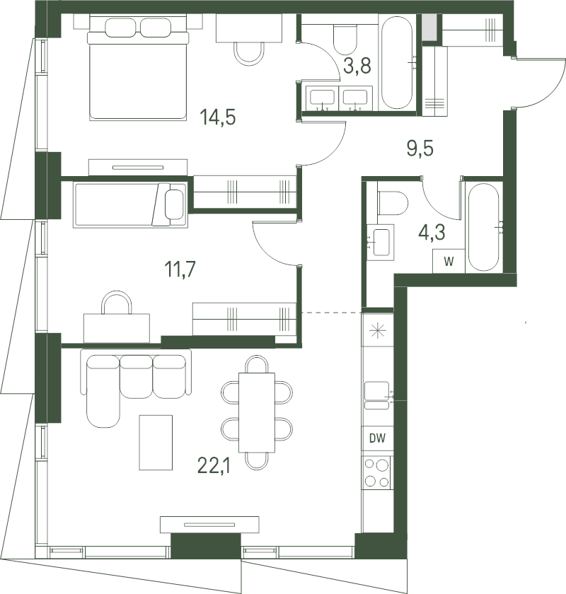 3 ккв (Евро) 65,9 м²