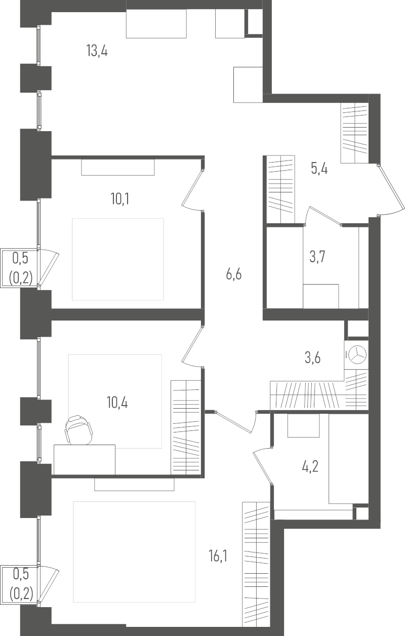 3 ккв 73,9 м²