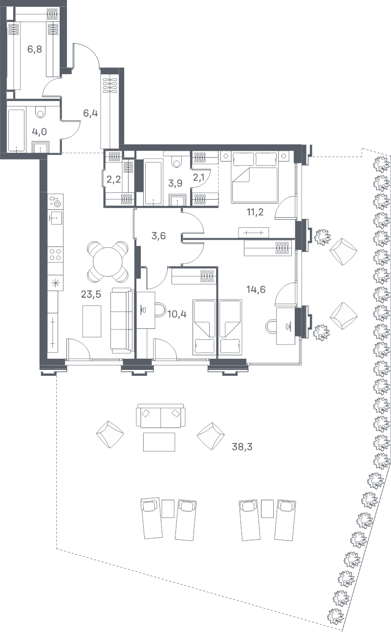 4 ккв (Евро) 127 м²