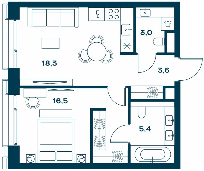 2 ккв (Евро) 47,8 м²