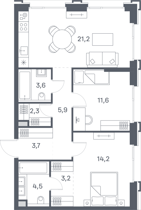 3 ккв (Евро) 70,2 м²