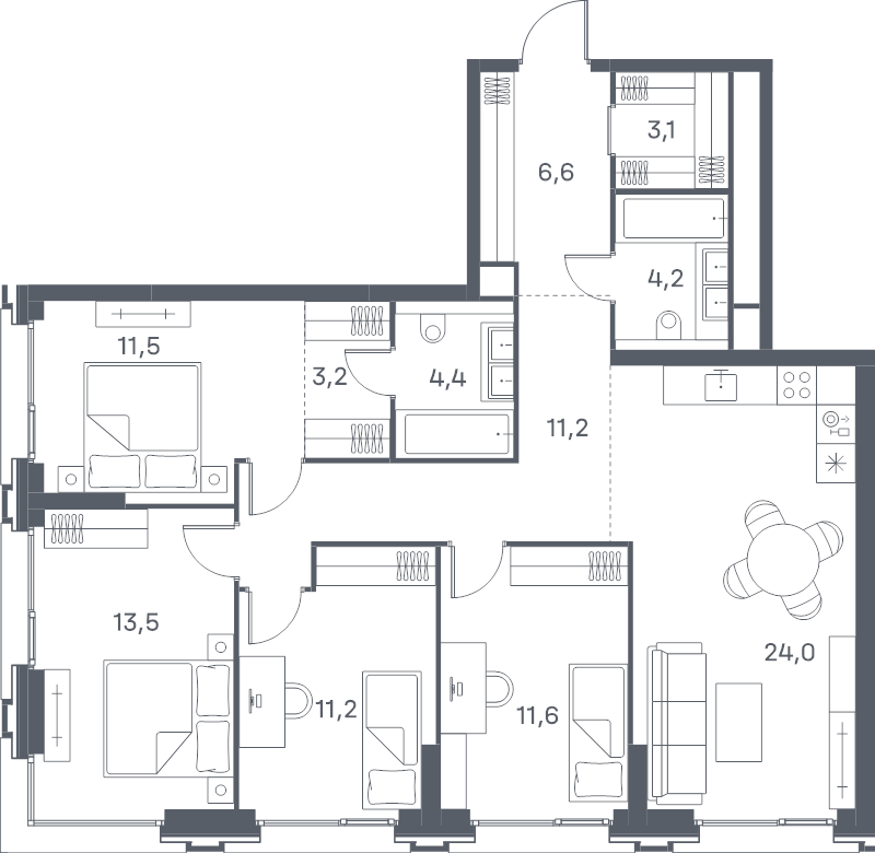 5 ккв (Евро) 104,5 м²