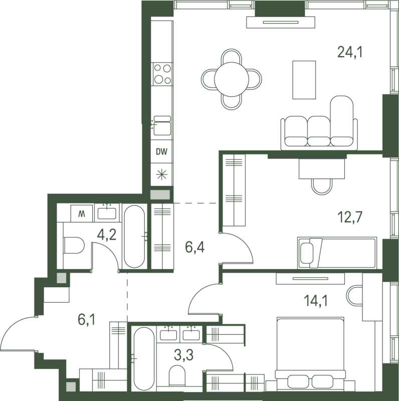 3 ккв (Евро) 70,9 м²