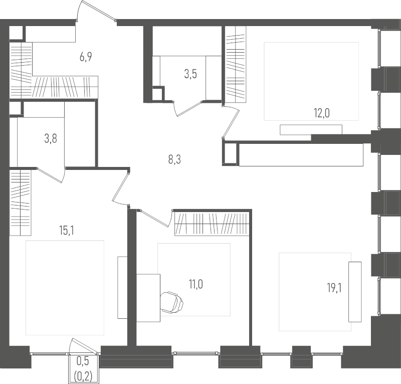 4 ккв (Евро) 80 м²