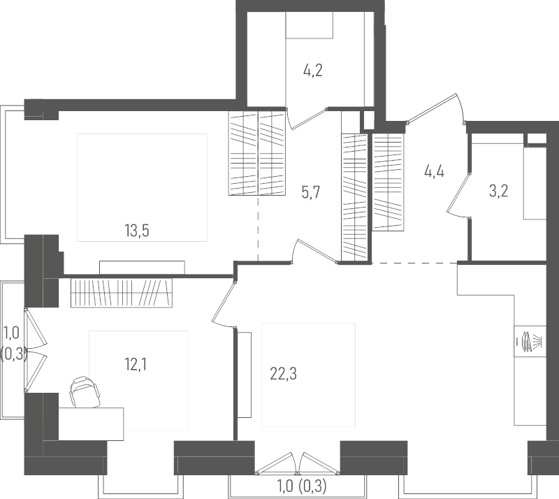 3 ккв (Евро) 66 м²