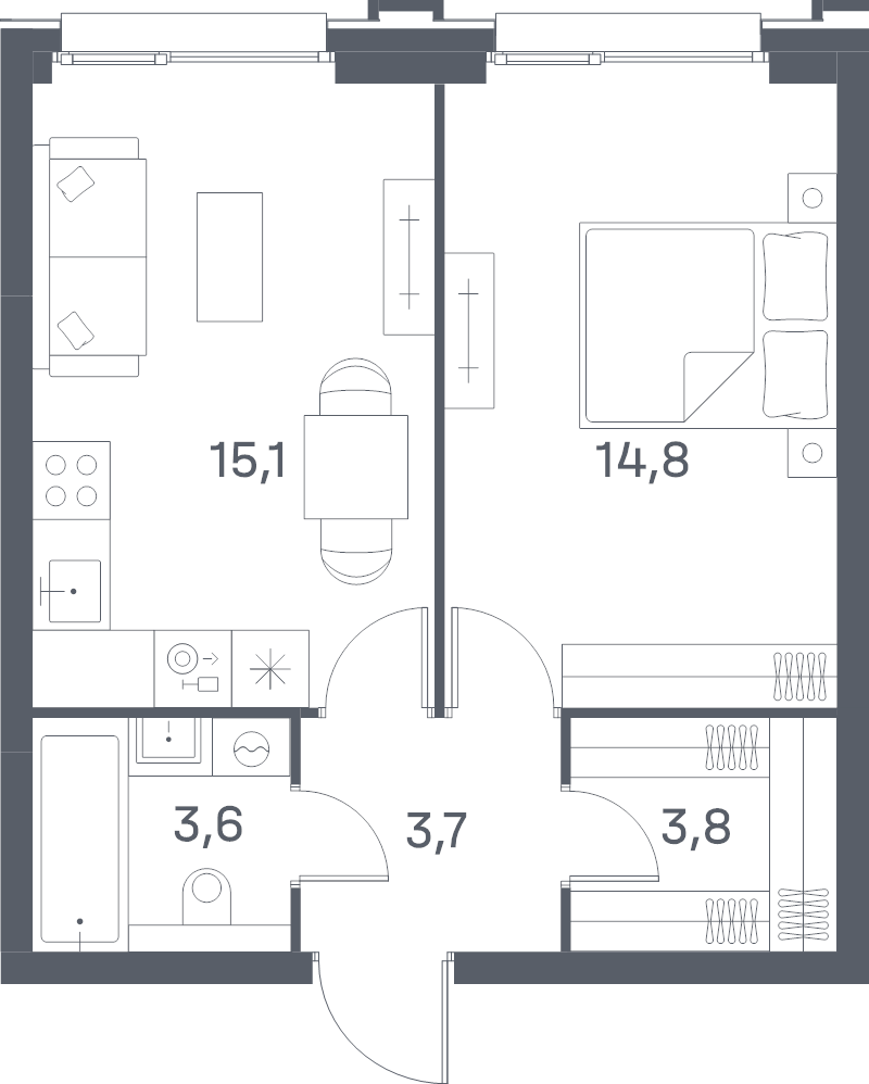 2 ккв (Евро) 41 м²