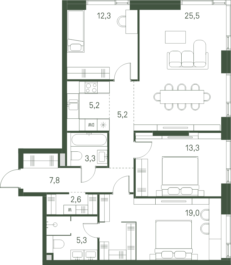 4 ккв (Евро) 99,5 м²