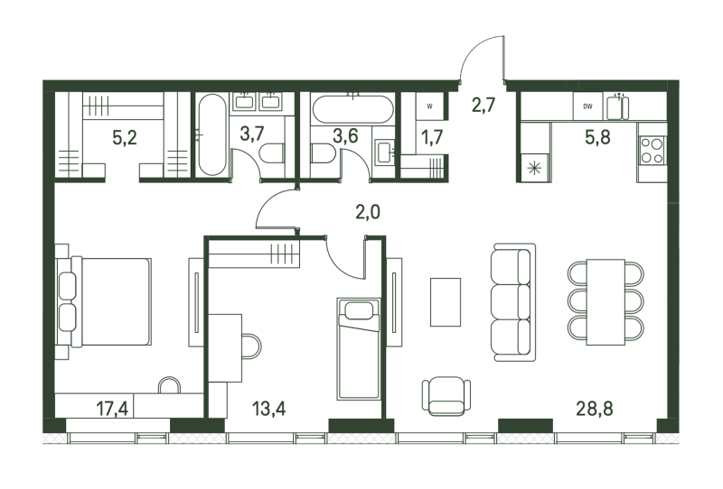 3 ккв (Евро) 84,3 м²