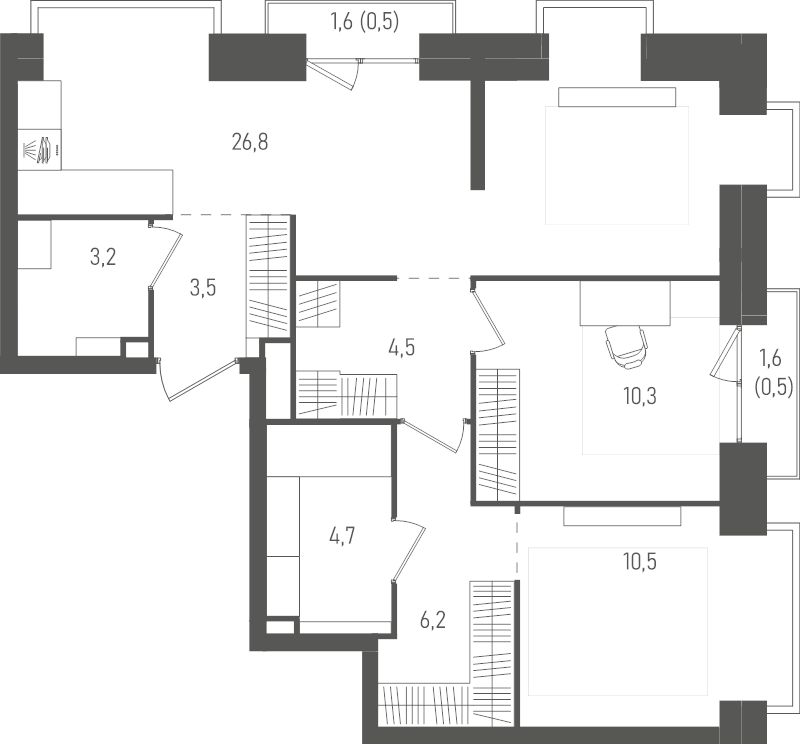 3 ккв (Евро) 70,7 м²
