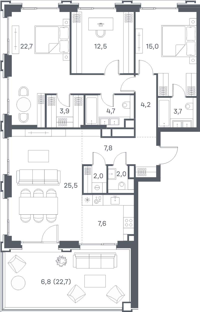 4 ккв (Евро) 118,4 м²
