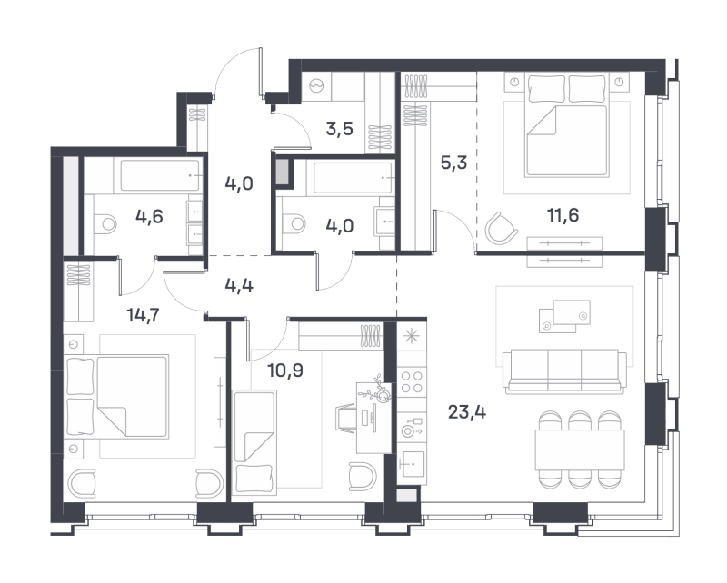 2 ккв (Евро) 40,2 м²