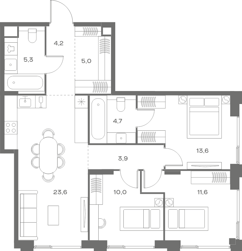 4 ккв (Евро) 81,9 м²